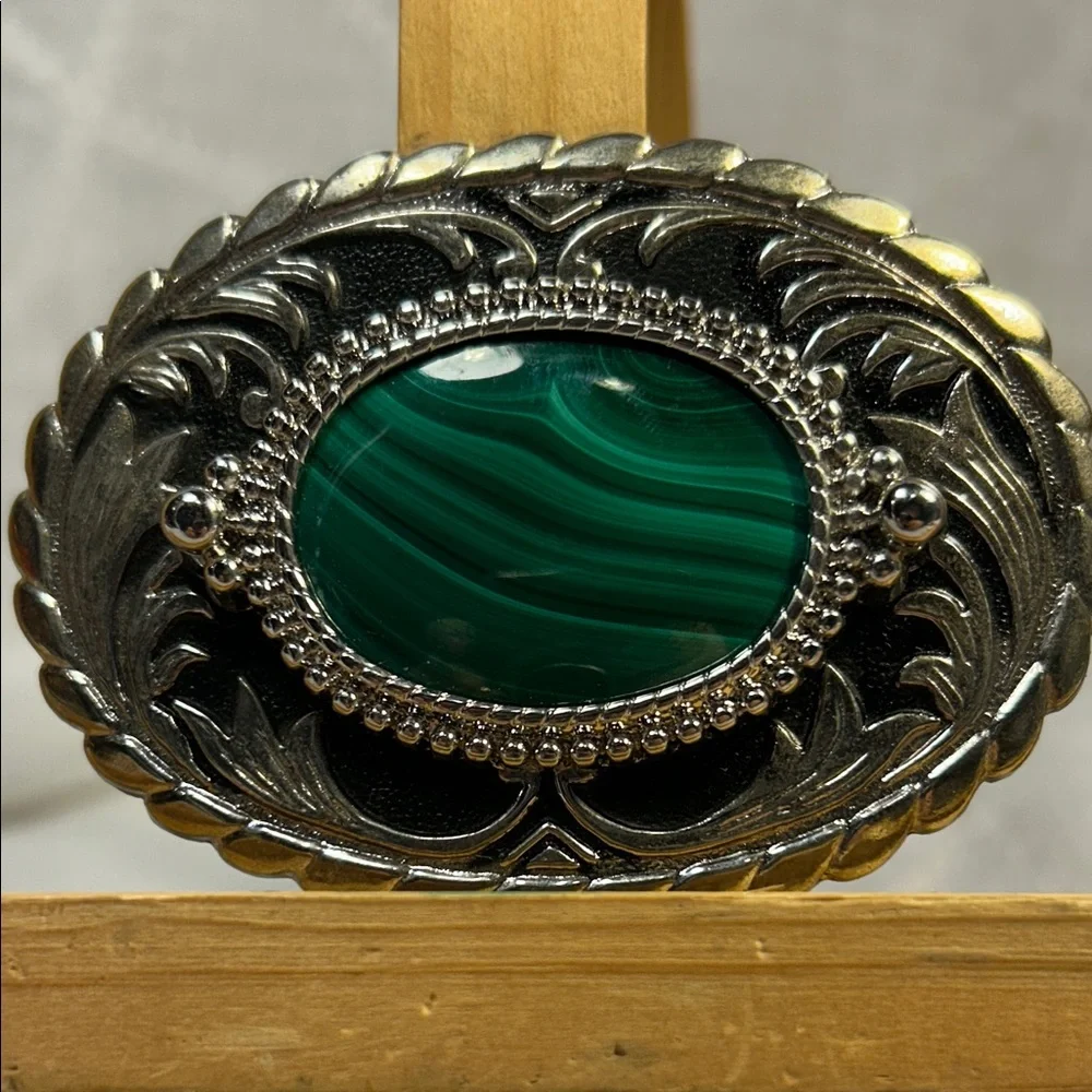 Vintage large Malachite belt buckle limited